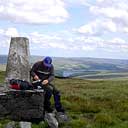 The summit trig point of Burnhope Seat.