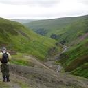 Gunnerside Gill and the spoil heaps from the lead mines.