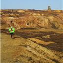 Running towards the rim of the main quarry.