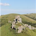 View of Corfe Castle.